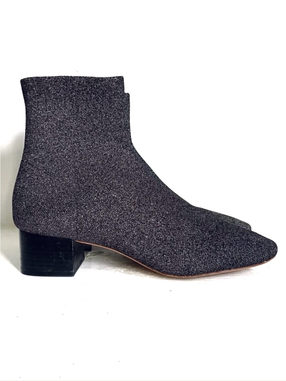 Loeffler Randall Carter Metallic Silver Sock Ankle Boot Size 11 1/2.